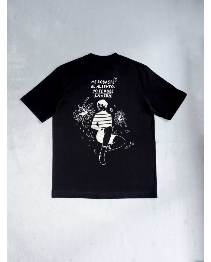 Camiseta blanca me robaste el aliento, yo te robare la vida