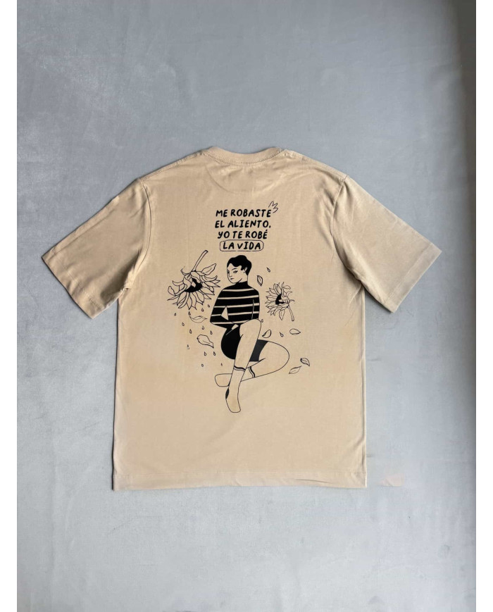 Camiseta blanca me robaste el aliento, yo te robare la vida