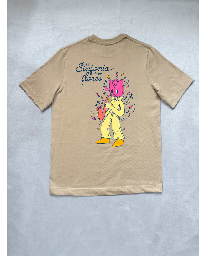 Camiseta negra tulipán saxofón